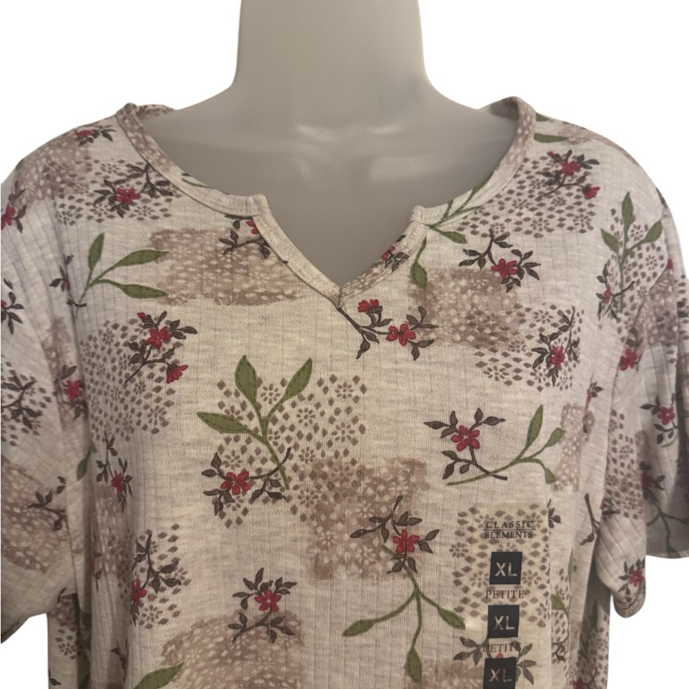 NWT Floral Beige/Sage Print Casual Top XLARGE/PETITE #Q - Picture 2 of 10